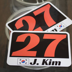 Autocross Numbers - Custom Text Style - White Backing Alternate