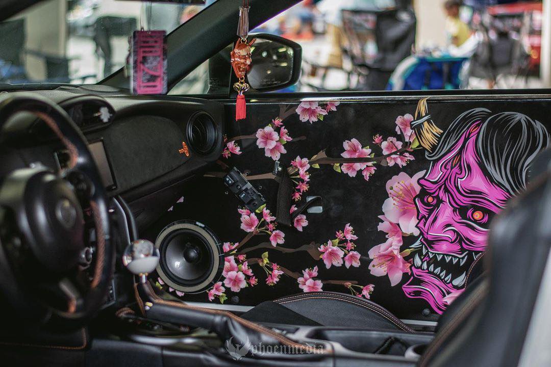 pink oni sakura door panel graphics