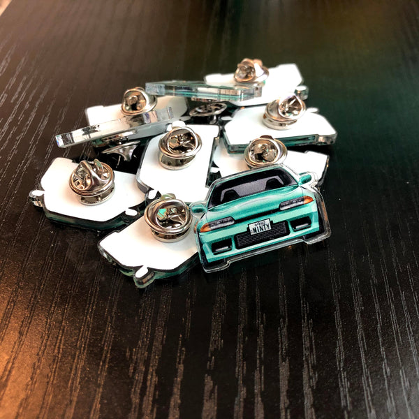 Minty Skyline Acrylic Pin