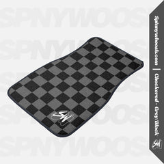 Car Floor Mat - Checkered Grey-Black