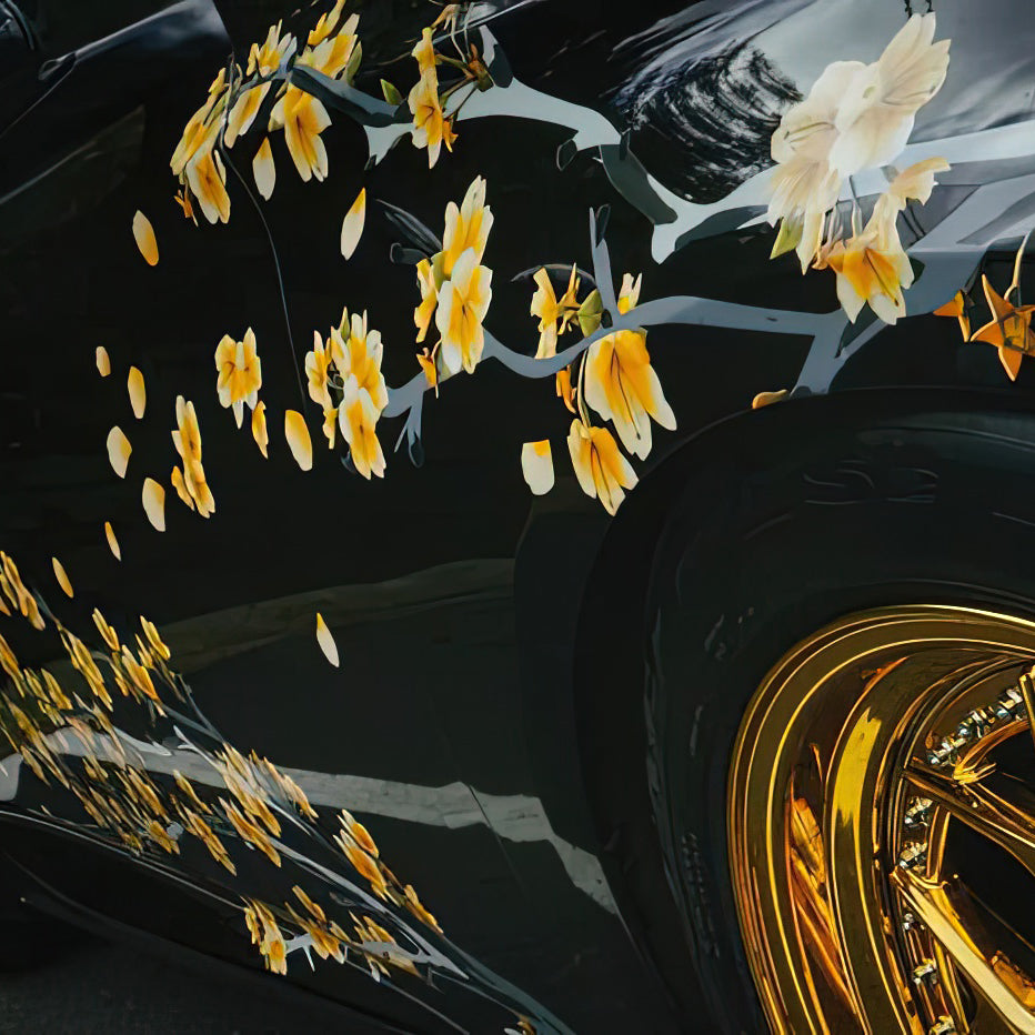 gold flowers cherry blossom livery