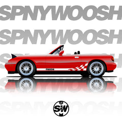 Winning Miata Checkered Stripes.