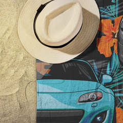 Miata Beach Towel - Orange Hibiscus Floral