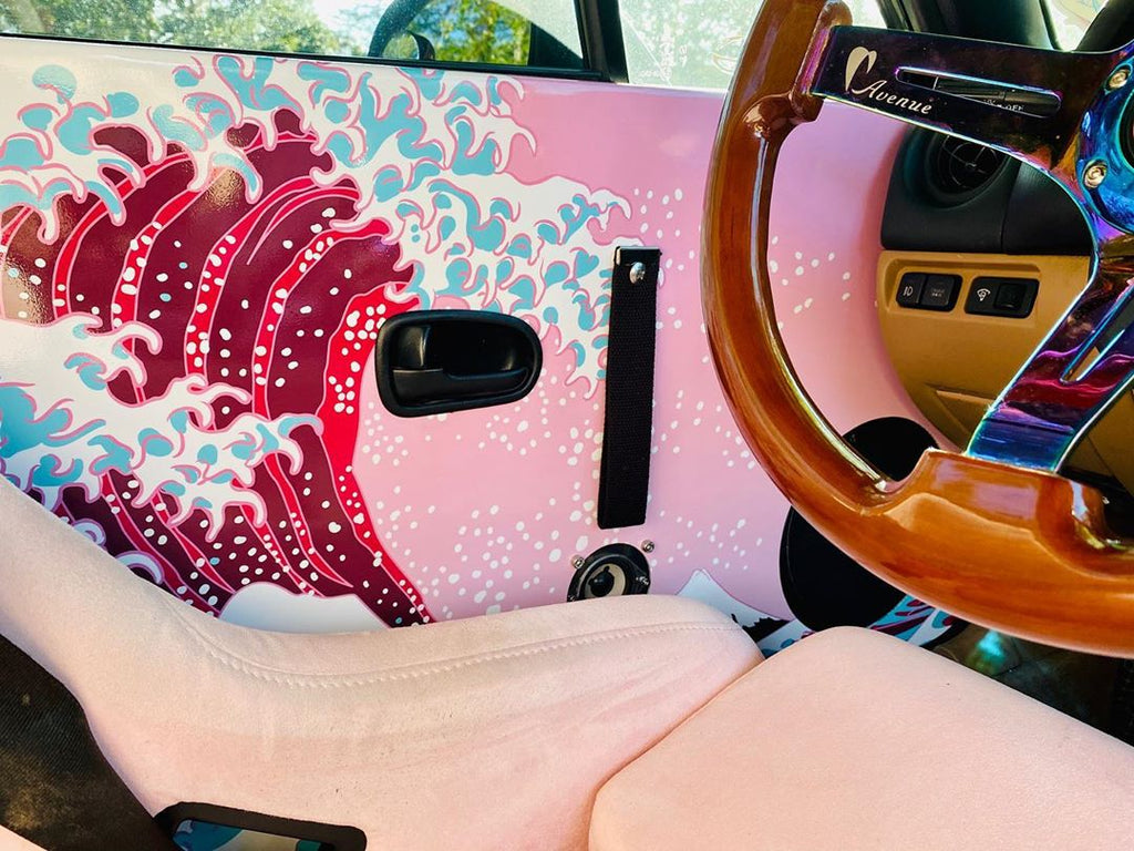 pink car interior