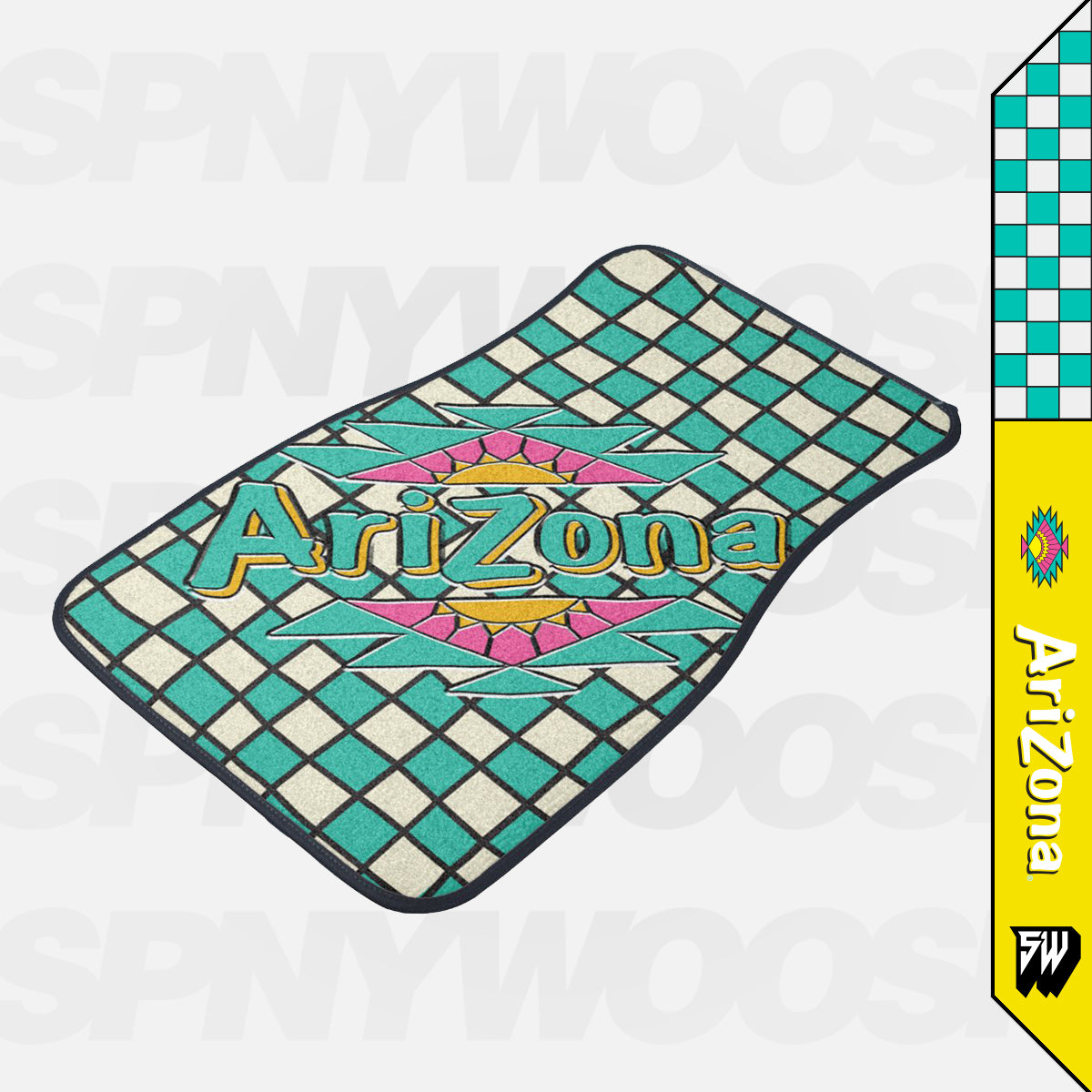 Car Floor Mat - AriZona Checkered Tea