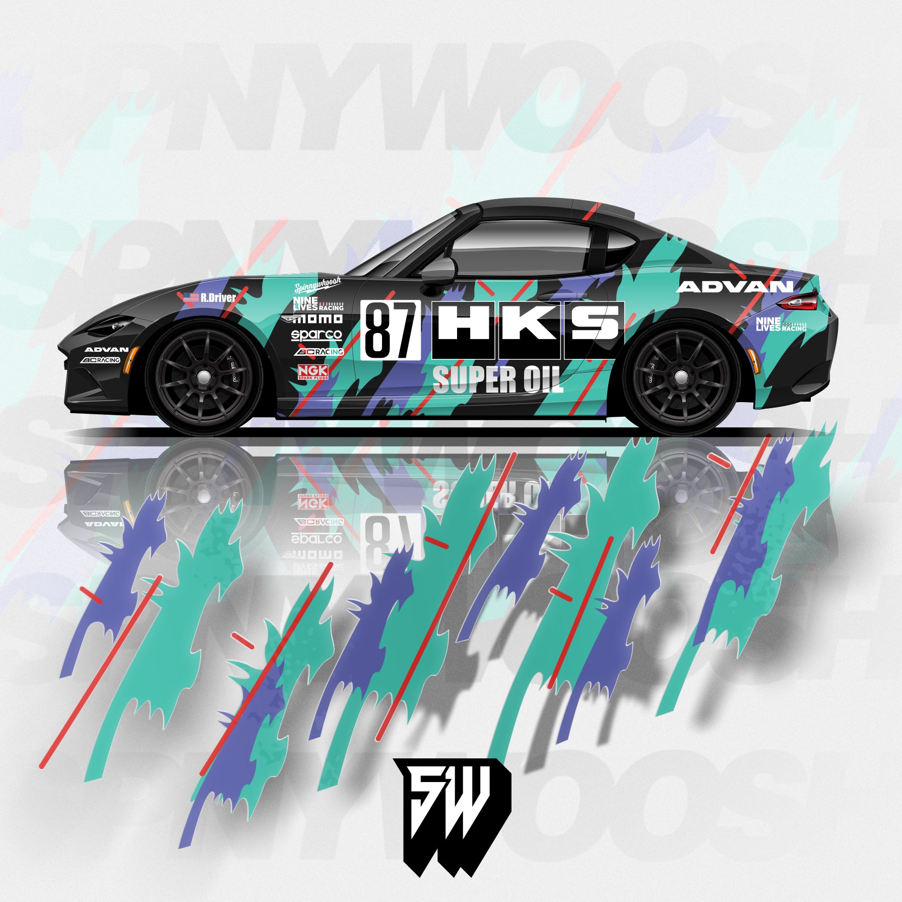 Custom Patterned Livery Custom Full HKS Livery – Spinnywhoosh Graphics