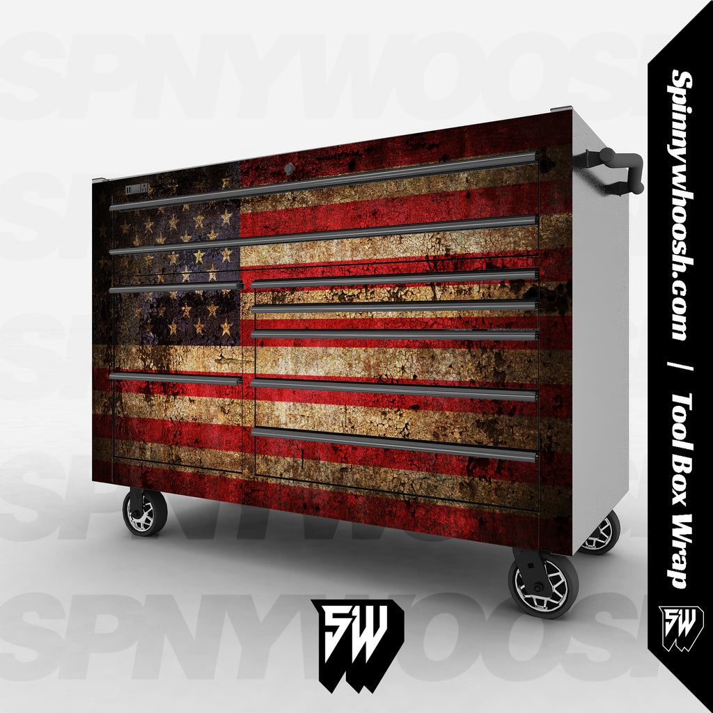 Tool Box Wrap Tattered American Flag Spinnywhoosh Graphics