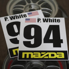 Racing Numbers - Make/Model/Flag - Black Backing Alternate