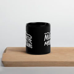 Miatas in the Mountains Script Black Glossy Mug