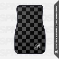 Car Floor Mat - Checkered Grey-Black