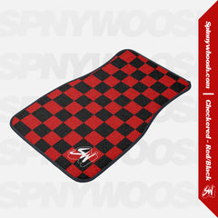 Car Floor Mat - Checkered Red-Black