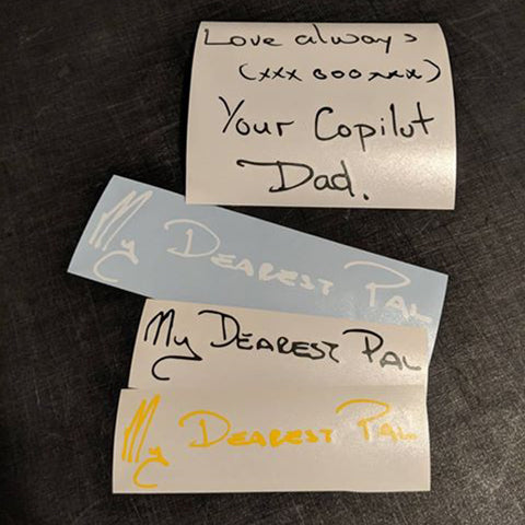 Custom Handwriting Decal – Spinnywhoosh Graphics