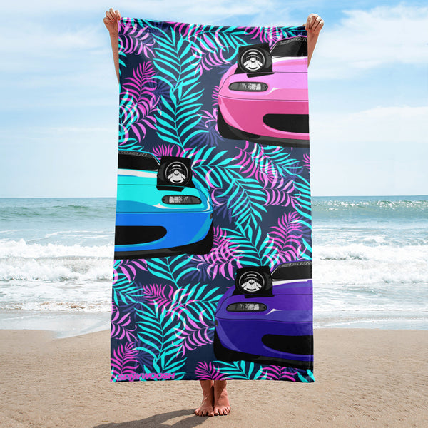 Miata Beach Towel - Neon Floral