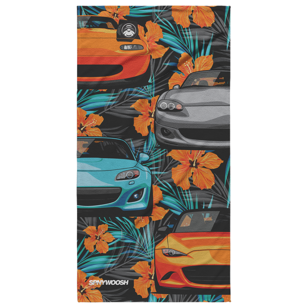 Miata Beach Towel 2020 - Orange Hibiscus Floral