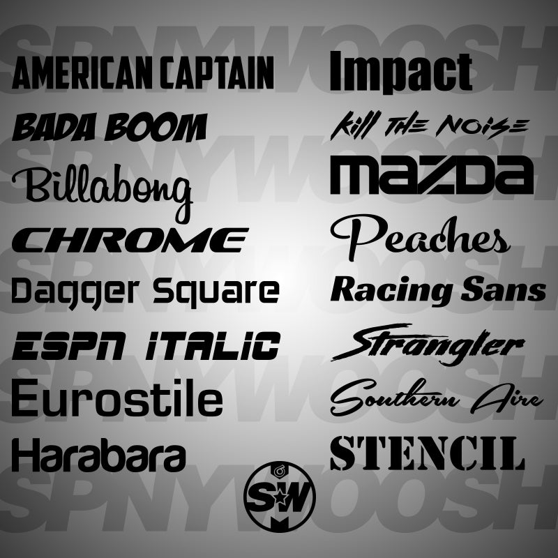 Custom Text Decal – Spinnywhoosh Graphics