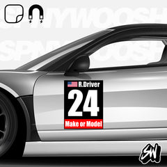 Racing Numbers - Make/Model/Flag - Black Backing Alternate