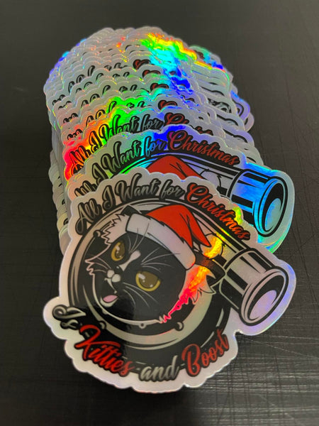 Kitties and Boost Holographic Christmas Decal