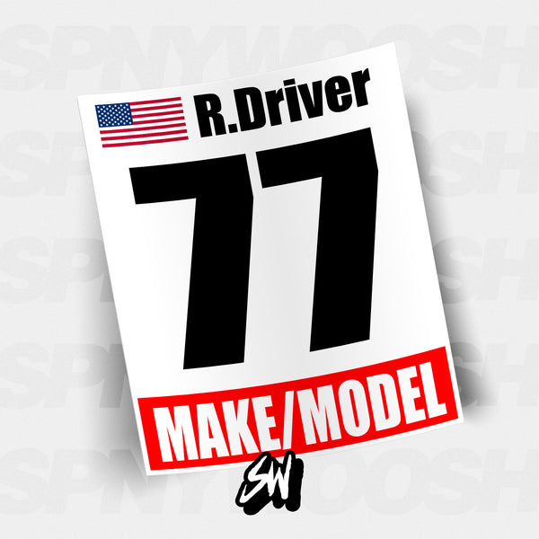 Racing Numbers - Make/Model/Flag