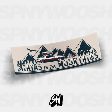 Miatas in the Mountains Slap Sticker - Sand
