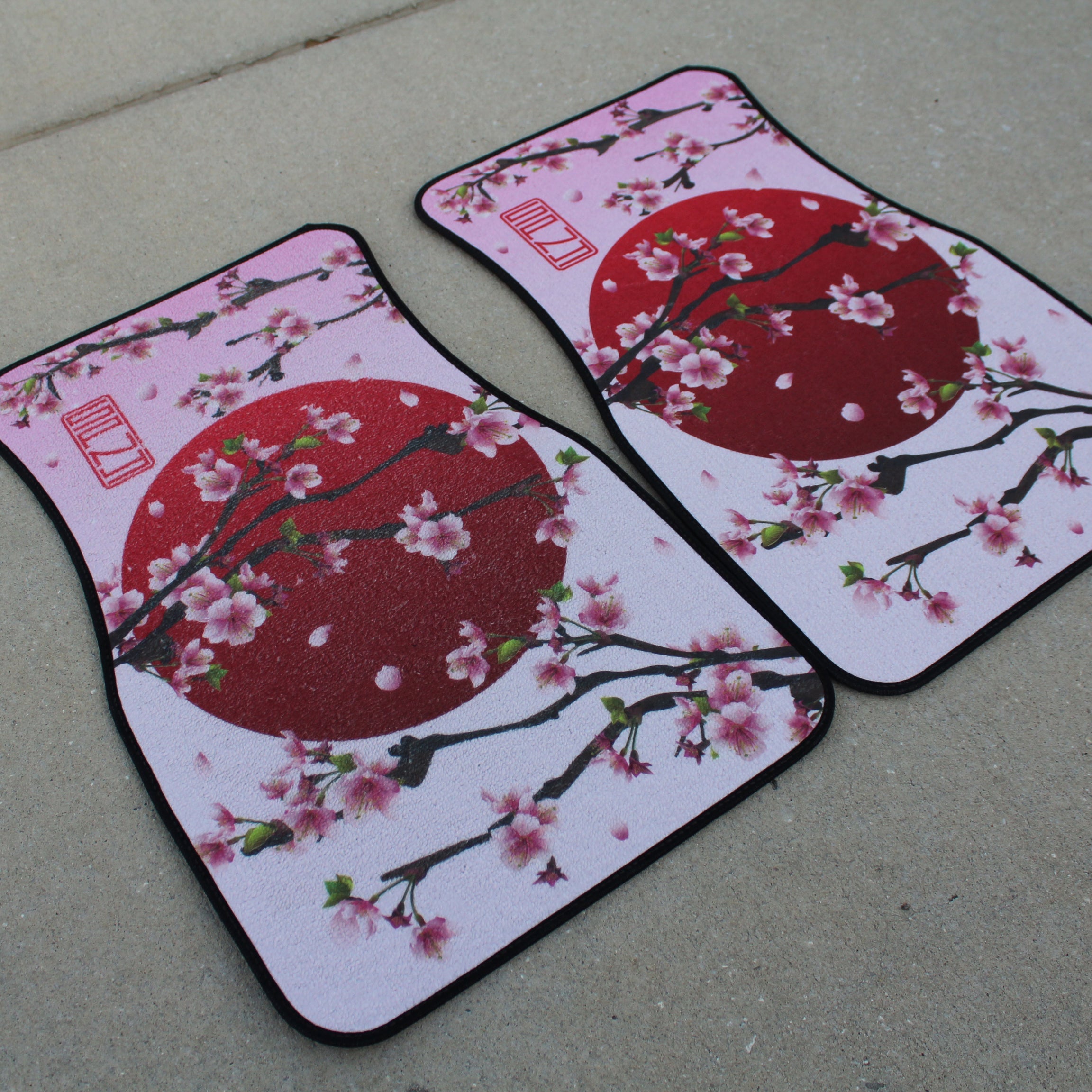 Pastel Donut Pattern Print Front And Back Car Floor Mats, Front Car Ma