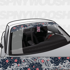 Japanese Sakura Tattoo Car Window Banner