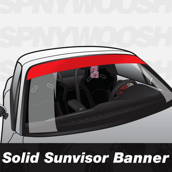 12 Inch Gloss White Sun Strip Vinyl Banner - Racing Fast And Free - Made In UK